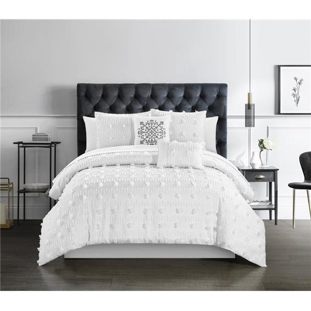 Chic Home BCS25432-US Ensemble Couette Athisha 5 Pièces et 44 ; Blanc - Grand Size