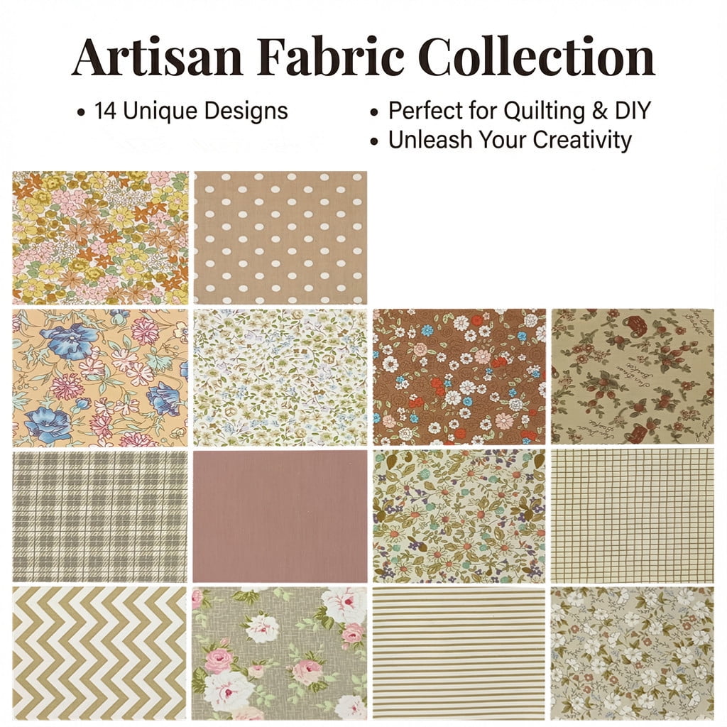 iMzoon 42Pcs Brown Wavy Edge Fabric Squares 10" Cotton Fat Quarters Bundles, Quilting Supplies & Sewing Material, Fall Quilt Precuts and Craft Scraps - Brown