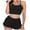 Black, variant on WIZUTIZ Short Pajama Set for Women Retro Leisure 2 Piece Pajama Set Tank Top&Shorts Crew Neck Stretch Elastic Shorts Solid Ribbed Racerback Croped Tops Ruffled Drawstring Shorts Pajamas Black