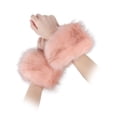 thumbnail image 3 of Deago Women's Winter Faux Fur Wrist Cuffs Fox Furry Bands Arm Warmer, Pink, 3 of 9