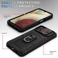 thumbnail image 3 of Samsung Galaxy A12 Phone Case, PC TPU Shockproof Military Grade Drop Proof Dustproof Ring Holder Kickstand Hybrid Slide Camera Cover with Card Holder Case  Samsung A12 6.5", Black, 3 of 12