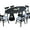 Black, variant on Black Solid Wood and MDF Dining Set of 7 / Suitable for Living Room and Restaurant Use