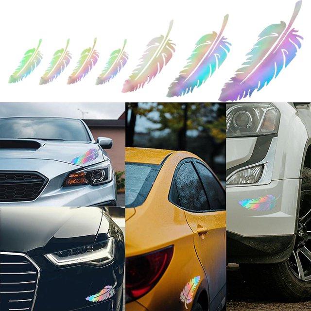 Pegatinas y calcomanías para coche para cubrir arañazos, cubierta de plumas reflectantes, pegatinas para arañazos para decoración de vehículos, camiones, bicicletas (8 unidades)