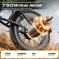 thumbnail image 2 of GWEIT Electric Bike for Adults, 750W Peak Motor, 28 MPH & 65 Miles Range, 16" Fat Tire Off Road Ebike with NFC Unlock & Removable Battery, 2 of 13
