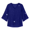 thumbnail image 7 of Qiggri Women Blouses Ruffle 3/4 Sleeve Sequin Top V Neck Double Layer Tunic Comfortable Tunic Dressy Casual Lightweight Summer Fall Outfit 2026 Fashion L, 7 of 7