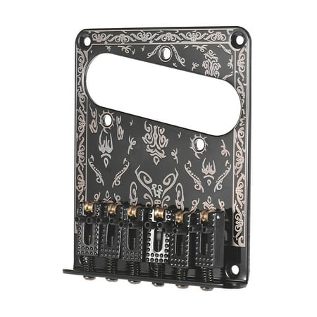 6 String Bass Guitar Bridge - Guitar Replacement Parts 6 Strings Fixed Bridge 6-Saddle Hardtail Bridge with Screws and Wrench for Electric Guitars Laser Black