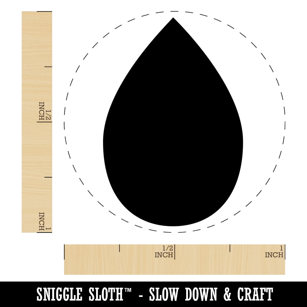 Raindrop Teardrop Self-Inking Rubber Stamp Ink Stamper - Black Ink - Medium 1 Inch
