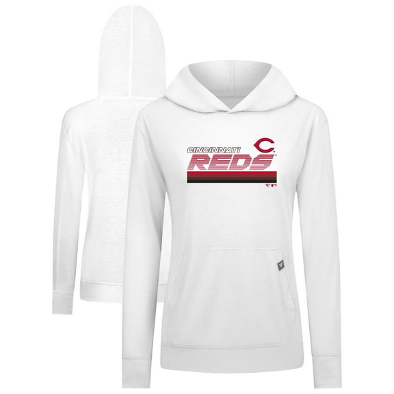 Women's Levelwear White Cincinnati Reds Relay Breaker Pullover Hoodie
