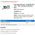 thumbnail image 2 of Front Upper Ball Joint - Compatible with 1957 - 1960, 1964 Mercury Montclair Base 1958 1959, 2 of 2