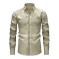 thumbnail image 2 of Zylanna Men's Button up Shirts, Striped Slim Fit Breathable Long Sleeve Casual Shirts for Men Khaki, 2 of 4