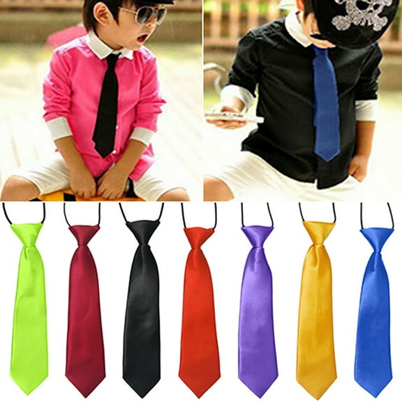 Kripyery Necktie Breathable Elastic Solid Color Boy Stain Necktie for Wedding