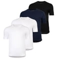 thumbnail image 1 of YOURBASICS Camiseta de hombre, pack de 4 - IAN, algodón, corte regular, cuello redondo, básica Blanco/Negro/Azul Oscuro M (Medium), 1 of 7
