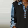 thumbnail image 4 of JoveMarine Women's Loose Fit Long Sleeve Top with Vintage Print Casual Flowy Blouse for Spring/Summer Daily Wear Navy M, 4 of 5