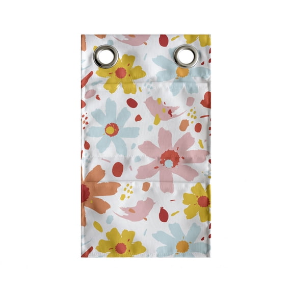 Watercolor Hanging Pocket Organizer, Painting of Colorful Blossoming Spring Flowers, Printed Polyester Storage Bag with Pockets, 9" x 27", Multicolor