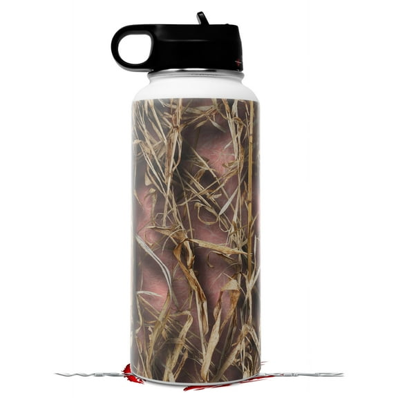 Skin Wrap Decal compatible with Hydro Flask Wide Mouth Bottle 32oz WraptorCamo Grassy Marsh Camo Pink (BOTTLE NOT INCLUDED)