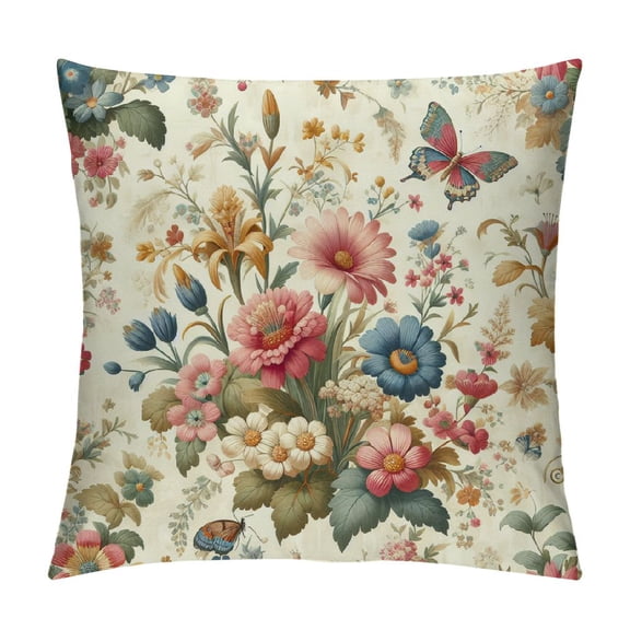 JRXY Spring Pillow Covers, Wildflower Sage Green Decorations Throw Pillow Cases Botanical Plants Seasonal Outdoors Cushion Case Decor for Home Bed Car Couch 12x12in