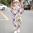 thumbnail image 4 of Endives Womens Linen Pant 3D Floral Print High Waisted Summer Wide Leg Pant Casual Trousers Beach Vacation Outfits, 4 of 7