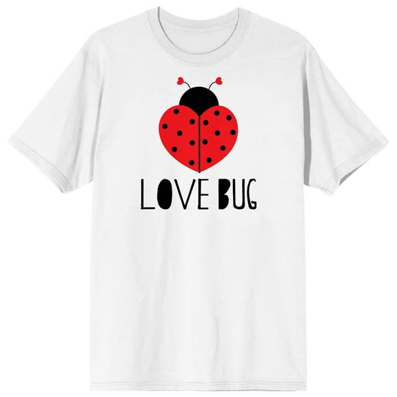 V Day Love Bug Crew Neck Short Sleeve Women's White T-shirt-Medium