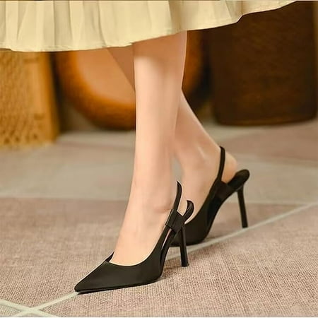 2024 New High Quality Womens Slingback Heels Pumps Closed Pointed Toe Slip-on Kitten Heels Sandals Party Prom Dress Pump Shoes