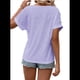 thumbnail image 3 of Camiseta con Bordado de Ojales para Mujer, Blusa Informal de Verano con Cuello en V, Blusa Holgada A , Color , Talla XL, 3 of 8