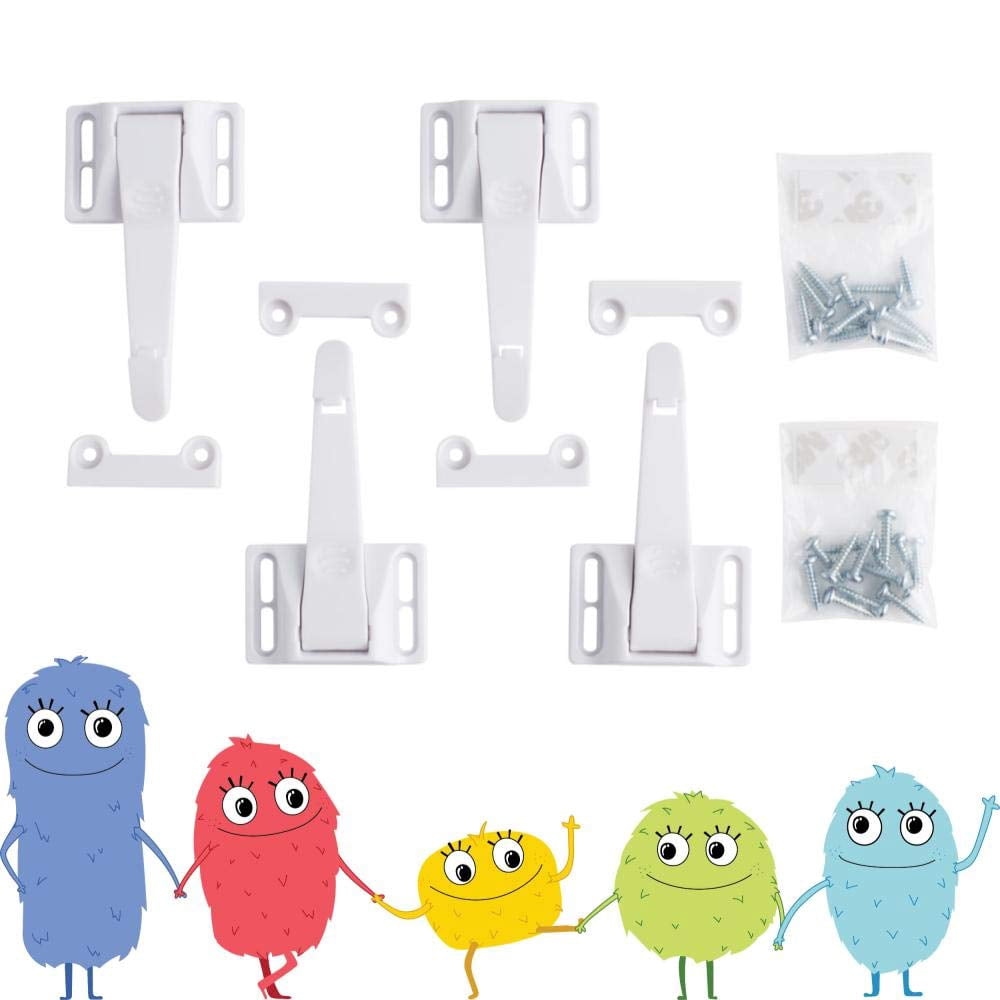 Toddleroo by North States Child Safety Drawer and Cabinet Tab Latches, White, 10 Pack