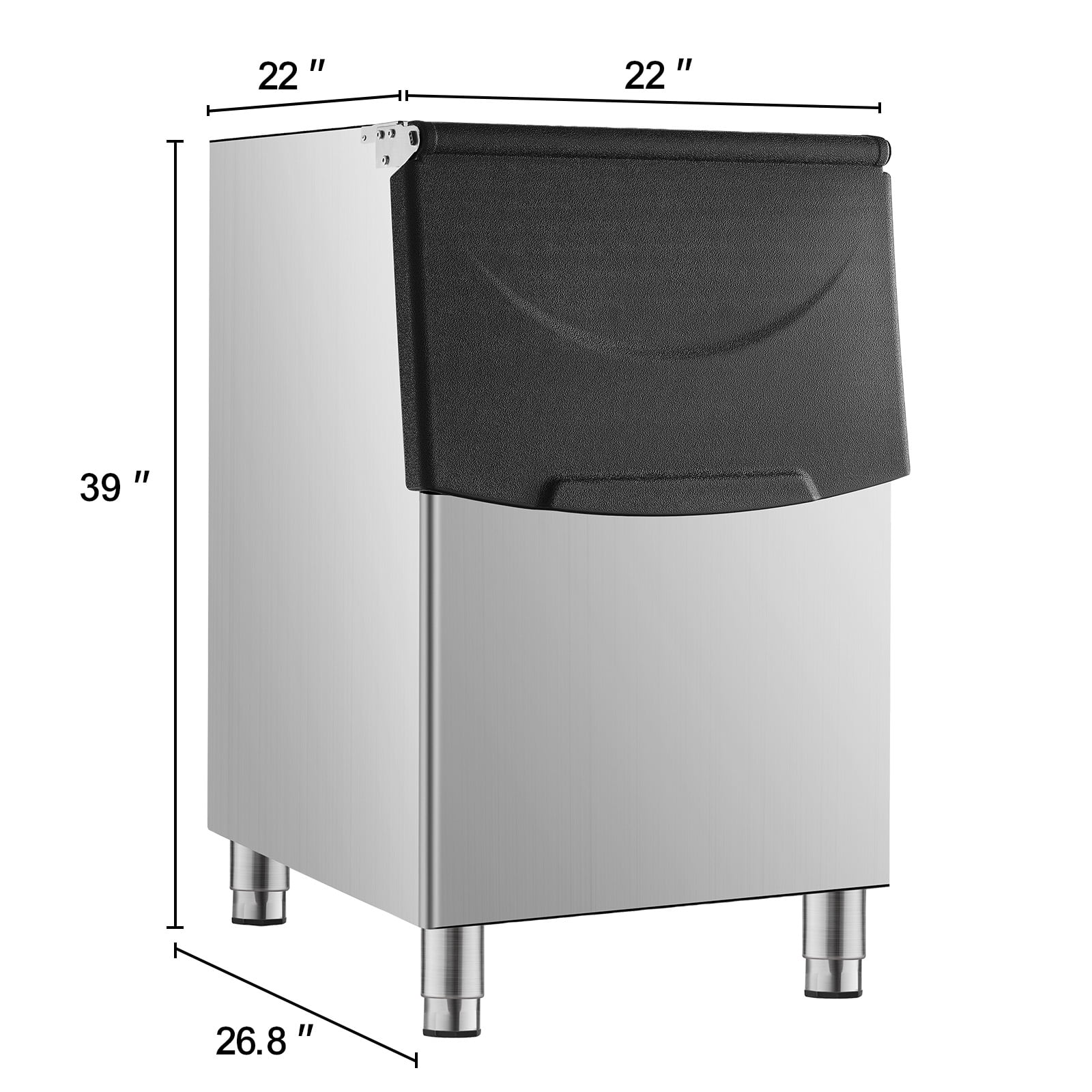 KFFKFF 250Lbs/24H Commercial Ice Maker Storage Bins Stainless Steel Anti-Slip Rubber Feet, Storage Bins ONLY