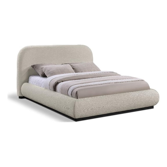 Pemberly Row Modern / Contemporary Beige Soft Fabric King Bed