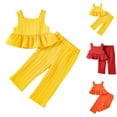 thumbnail image 4 of XZNPDUCQ Toddler Girls Summer Short Sleeve T-Shirt Tops Elastic Shorts Set 2Pcs Casual Outfit Jog Suits Set kids For 18-24 Months 2t 3t 4t 5t Dailywear Yellow，9-12 Months, 4 of 5