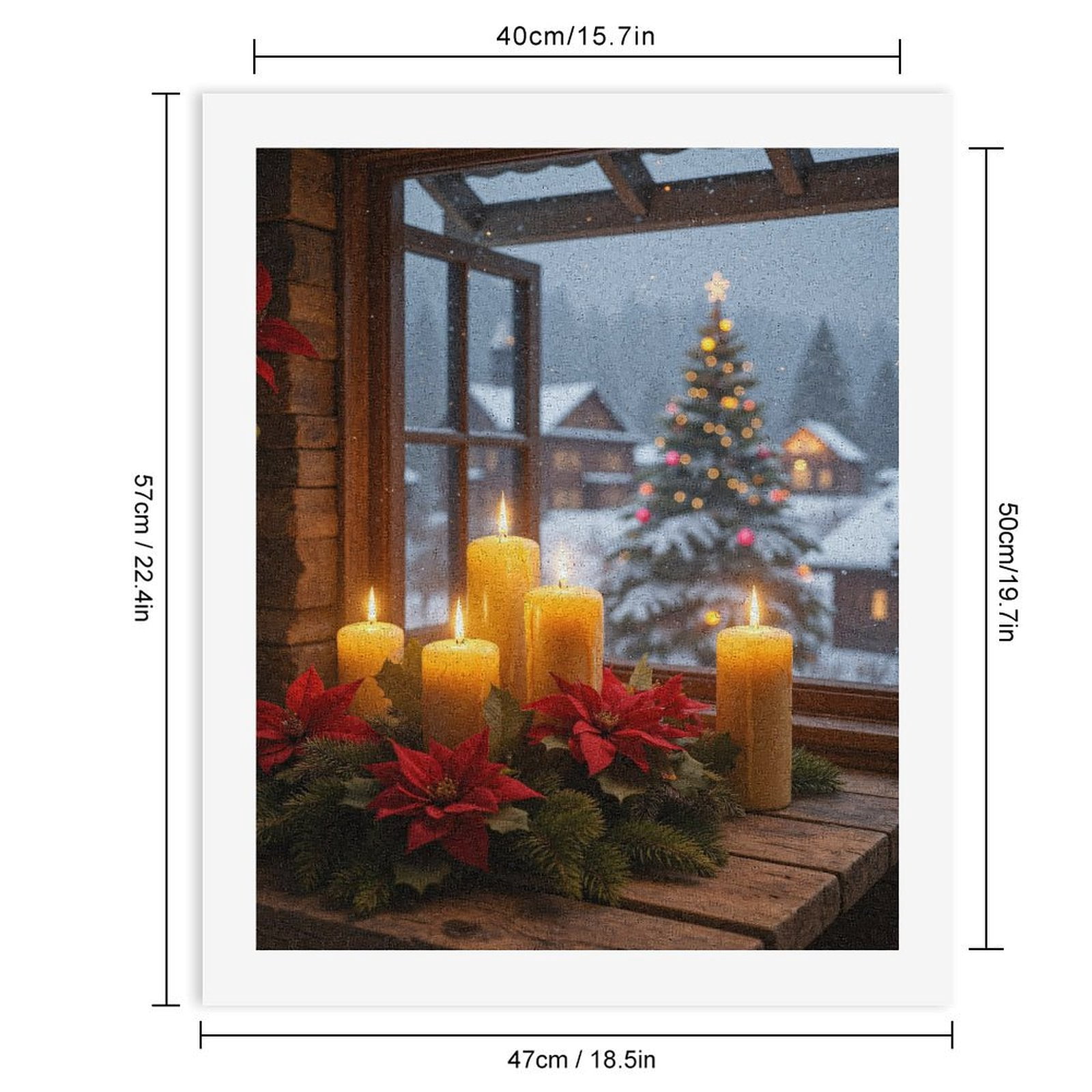 Paint by Numbers Kit for Adults, Candles Poinsettias Snowy Scene Paint by Numbers, Easy Paint by Numbers Kit for Adults Beginner, DIY Adult Paint by Number Kits on Canvas, 12x16in Home Decor