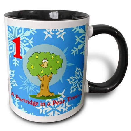 12 Pains Of Christmas 3dRose 12 Days Of Christmas A Partridge in a Pair Tree - Two Tone Black Mug, 11-ounce ()
