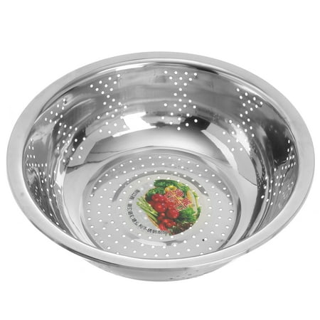 

1pc Stainless Steel Vegatable Basin Basket Drain Basket Round Shape for Home (Small Size 24cm Silver)