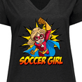 thumbnail image 4 of Inktastic Soccer Girl Superhero Women's Plus Size V-Neck T-Shirt, 4 of 5