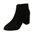 thumbnail image 7 of Womens Ankle Boots Suede Chunky Block Heel Pointed Toe Zipper Fall Booties Casual Dressy Short Boots, 7 of 7