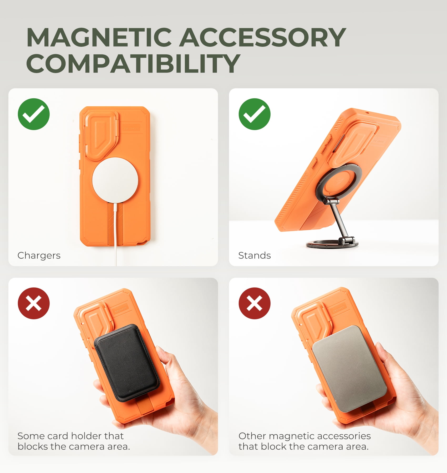 Dexnor for Samsung Galaxy S26 Ultra Case with Camera Cover & Adjustable Kickstand & Screen Protector, Compatible with MagSafe, Rugged Shockproof Bumper Cases Magnetic Protective Cover,6.9" Orange