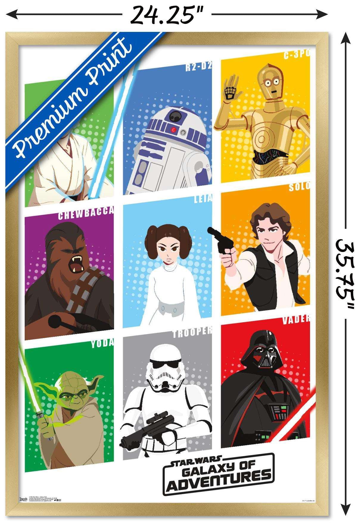 Star Wars: Saga - Galaxy Grid Wall Poster, 22.375" x 34", Framed