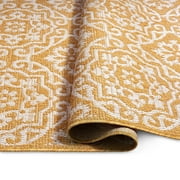 Nicole Miller New York Patio Country Danica Transitional Geometric Indoor/Outdoor Area Rug, Yellow/White, 7'9x10'2