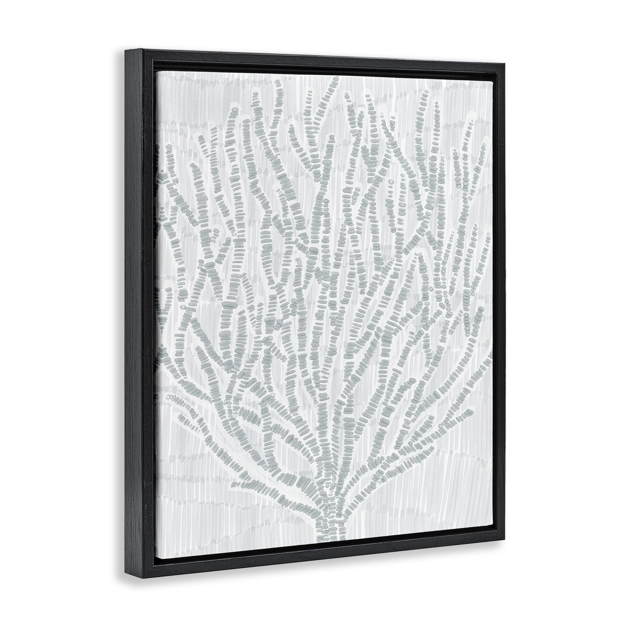 Stupell Industries Sketched Coral Sprigs Nautical & Beach Painting Black Floater Framed Canvas Art Print Wall Art, 25 x 31