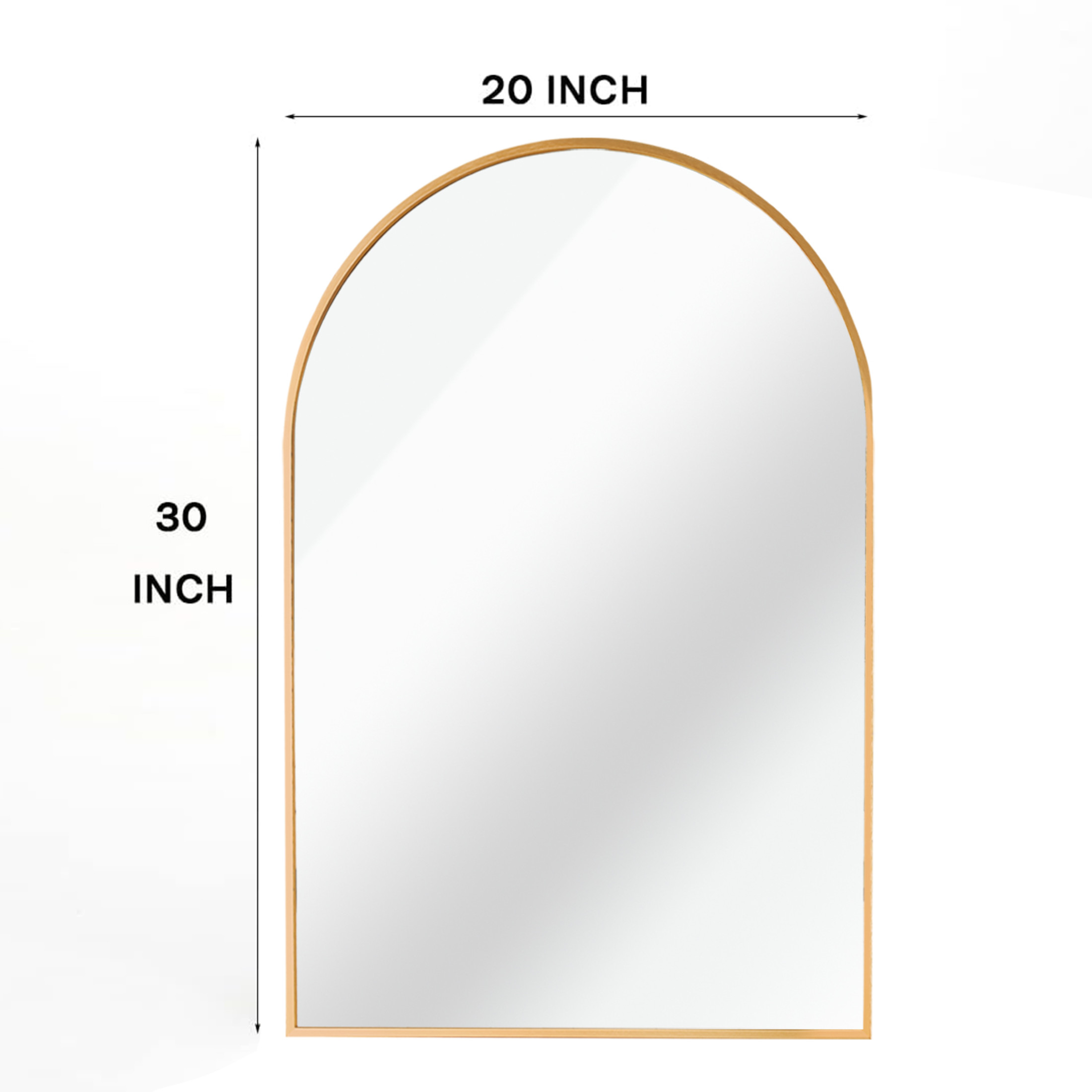Noble House 20"x30" Arched Metal Wall Mirror, Vanity Mirror for Bathroom, Bedroom & Living Room, Gold