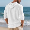 thumbnail image 5 of Yusimy Men's Casual Beach Long Sleeve Hoodie - Pullover Style, Drawstring Hood, Half-Button Henley & Functional Pockets, 5 of 9