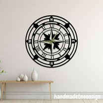 Handmadetneonsign Large Wall Clock Unique, Compass Round Wall Clock, Compass Metal Wall Clock 041081