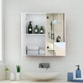 thumbnail image 2 of Topbuy Double Door White Storage Cabinet Wall Mounted Bathroom Mirrored Organizer w/ Shelves, 2 of 7