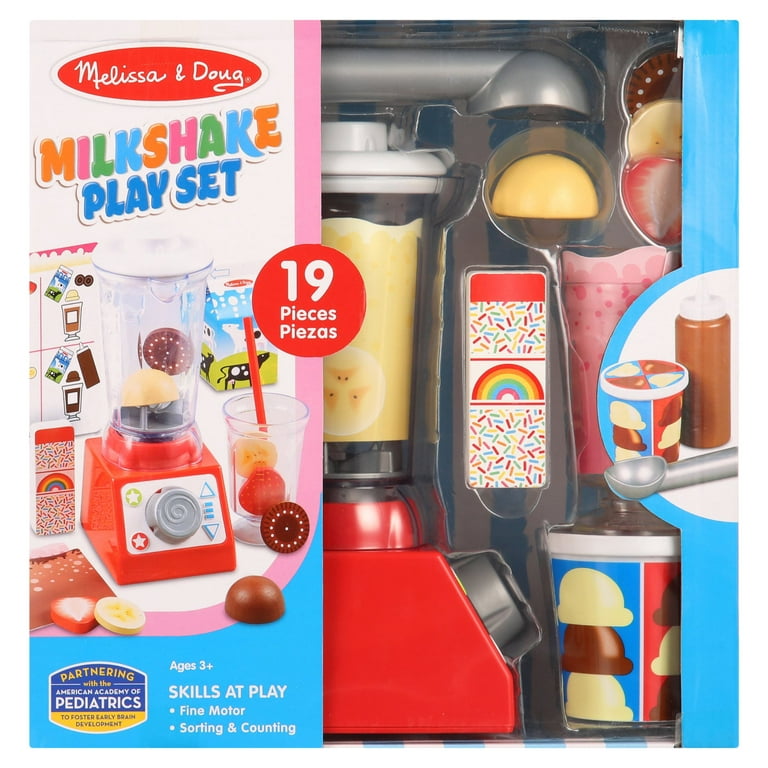 Melissa & Doug Milkshake Blender 19 Pieces Toy Kitchen Appliance Set