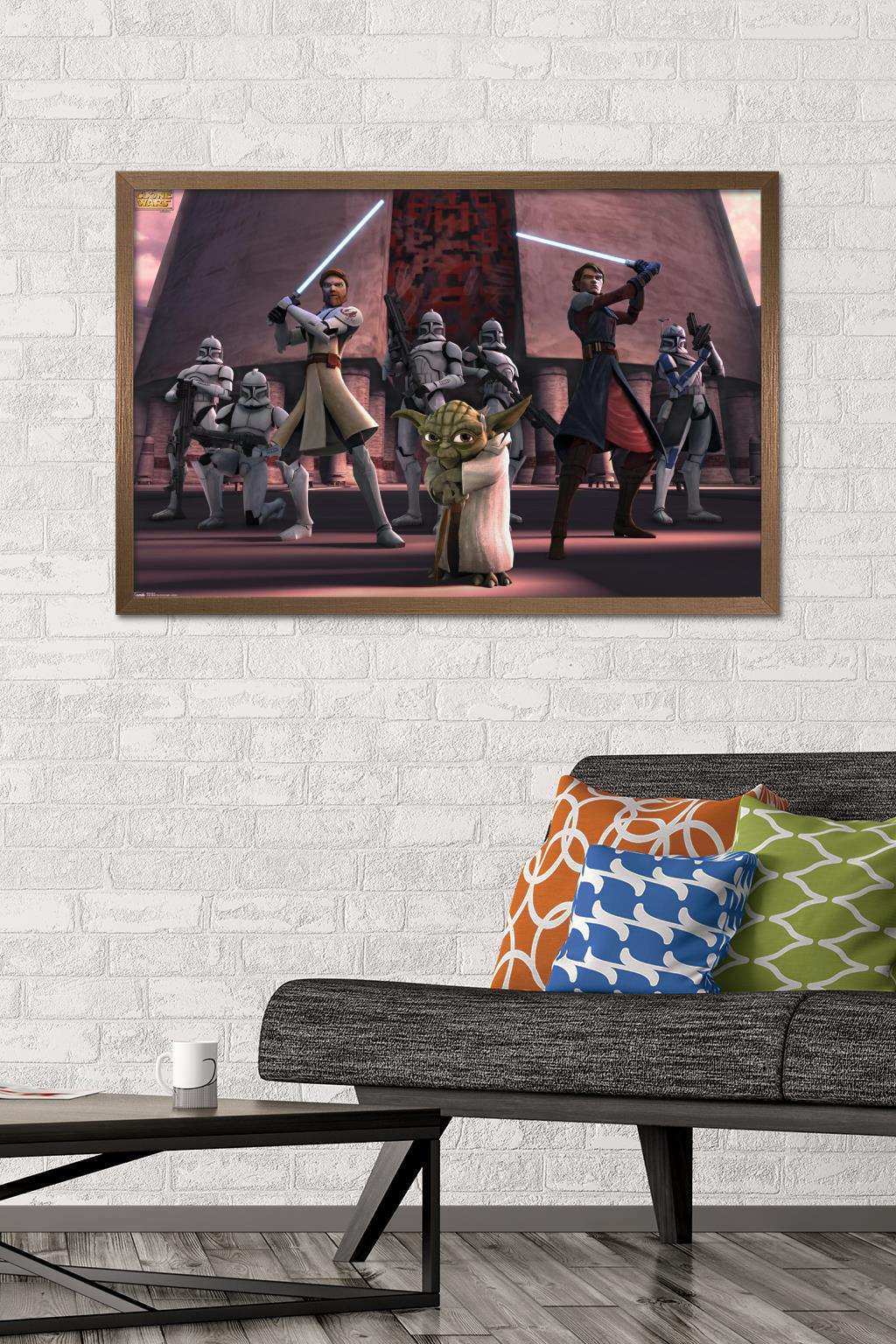 Star Wars: The Clone Wars - Group Wall Poster, 22.375" x 34", Framed