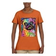 thumbnail image 3 of Funny Neon Pug | Dean Russo Art Animal Lover Womens T-Shirt, Orange, X-Large, 3 of 6