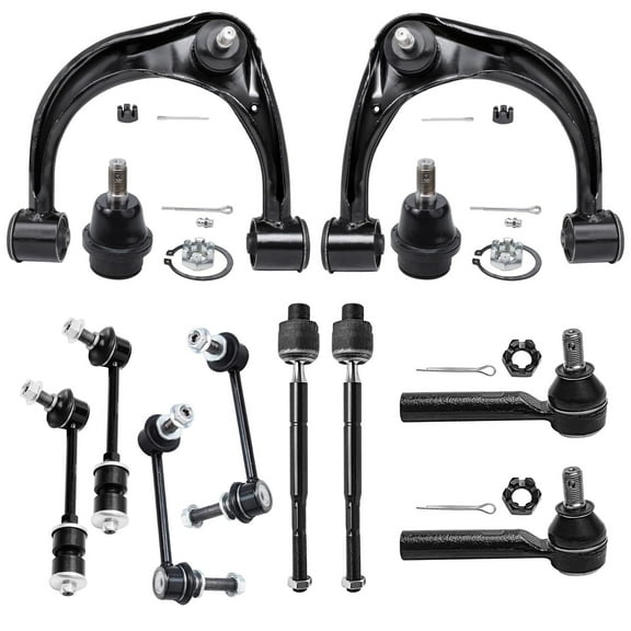 Detroit Axle - Front End 12pc Suspension Kit for 2003-2009 Toyota 4Runner FJ Cruiser Lexus GX470, 2 Upper Control Arms 2 Lower Ball Joints 4 Tie Rods 4 Front & Rear Sway Bar Links Replacement