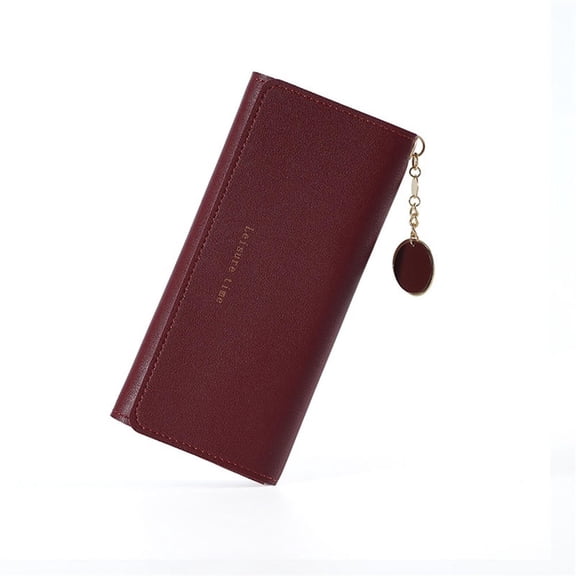 New Fashion Women Wallets PU Leather Long Tri-fold Wallet Female High-end Solid Color Clutch Multi-functional Fold Purse Card Holder