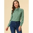thumbnail image 3 of INSPIRE CHIC Women's Checks Bow-Tie Neck Office Work Blouse Tops, 3 of 6