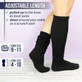 thumbnail image 2 of GERVRA Women’s Extra Long Heavy Slouch Socks – 100% Cotton, Made in USA, One Size 9–11, Retro 80s Style (Black), 2 of 6