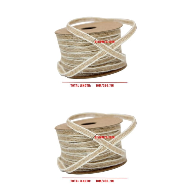 bedienty 10M/Roll Jute Twine Burlap Rolls Hessian Ribbon Hemp Rope Party Wedding Gift Wrapping Cords Thread DIY Scrapbooking Craft Decor 2Set