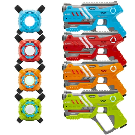 Best Choice Products Set of 4 Laser Tag Blasters with Vests and Backwards Compatible, Multicolor